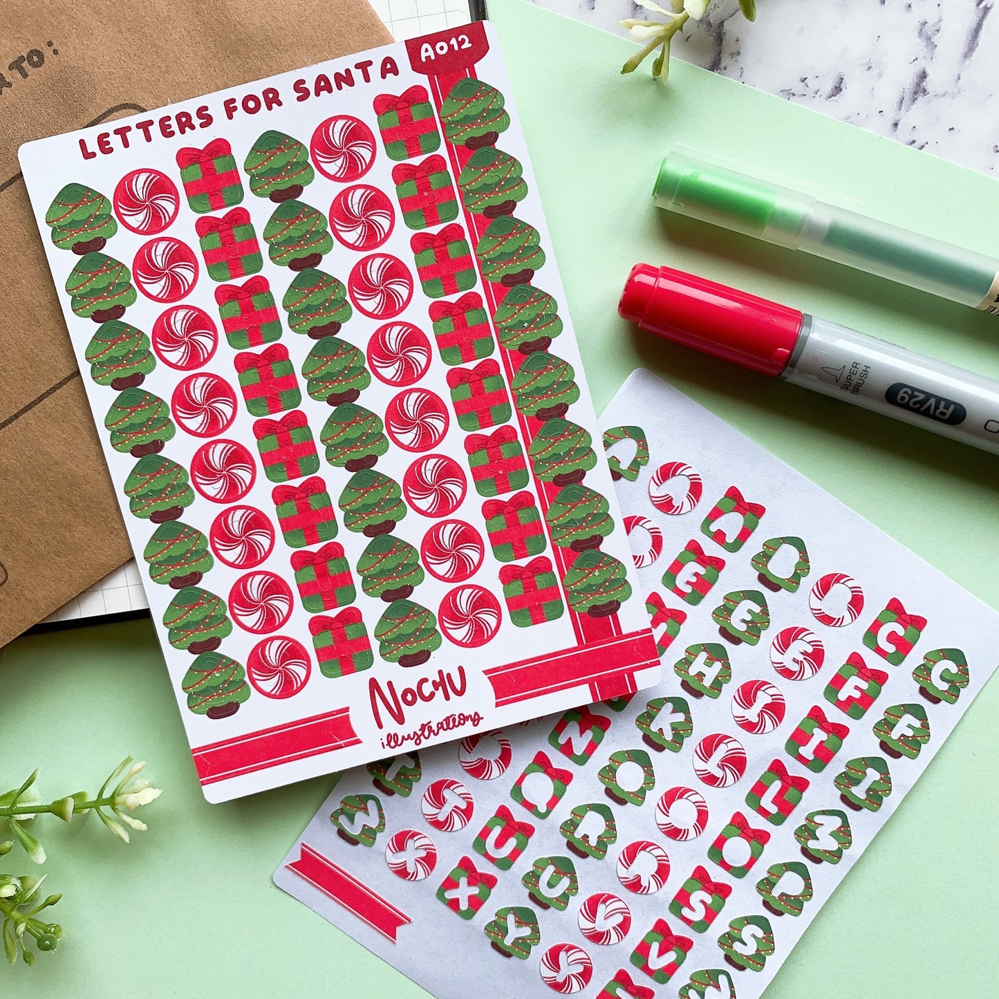 Christmas Journal Sticker Sheets | Letters and Bubbles