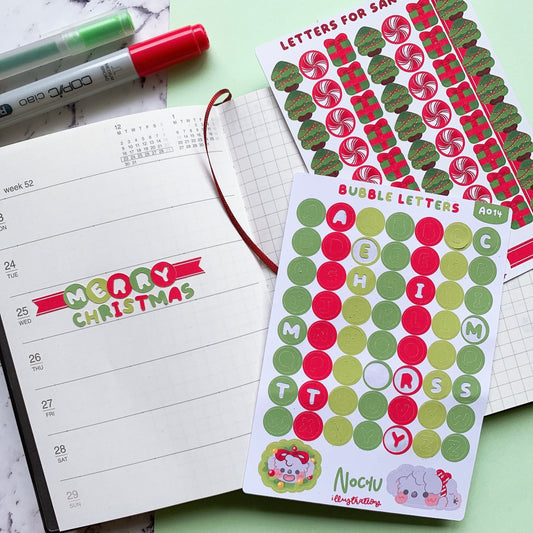 Christmas Journal Sticker Sheets | Letters and Bubbles